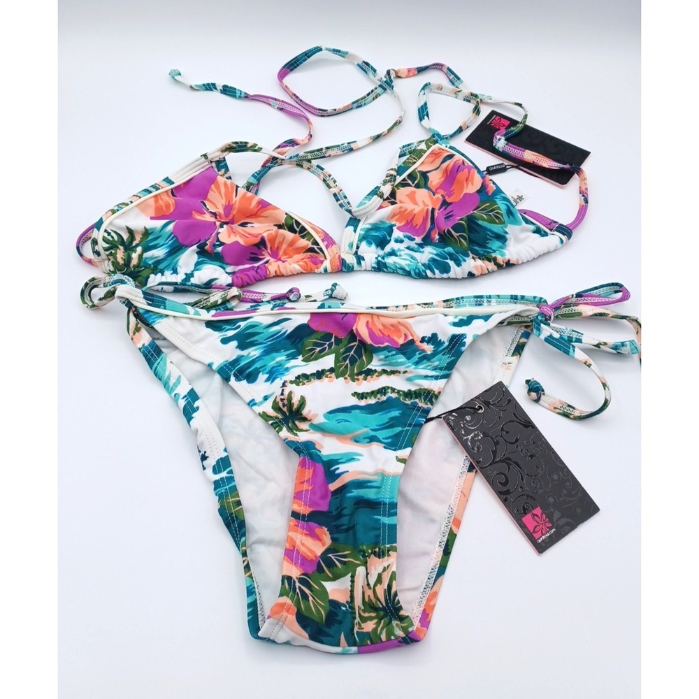 Quintsoul Pink Label 2 Piece‎ Bikini Set Halter Adjustable Bottom SMALL Beach